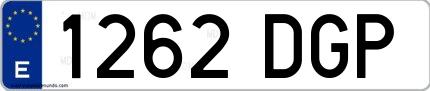 Ejemplo de matrícula española 1262 DGP