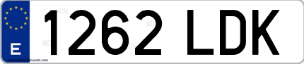 Ejemplo de matrícula de coche ordinaria 1262 LDK