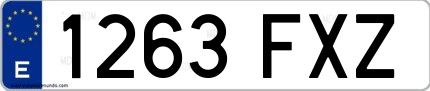 Ejemplo de matrícula española 1263 FXZ