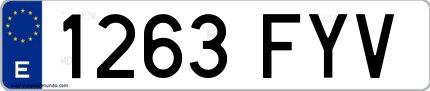 Ejemplo de matrícula española 1263 FYV