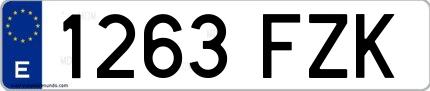 Ejemplo de matrícula española 1263 FZK