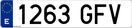 Ejemplo de matrícula de coche ordinaria 1263 GFV