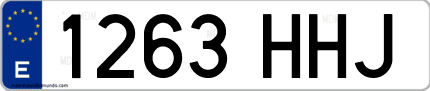 Ejemplo de matrícula de coche ordinaria 1263 HHJ