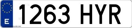 Ejemplo de matrícula española 1263 HYR