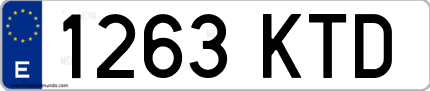 Ejemplo de matrícula de coche ordinaria 1263 KTD