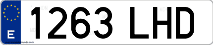 Ejemplo de matrícula de coche ordinaria 1263 LHD