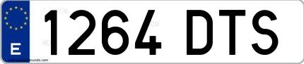 Ejemplo de matrícula española 1264 DTS