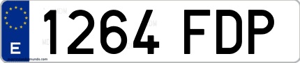Ejemplo de matrícula de coche ordinaria 1264 FDP
