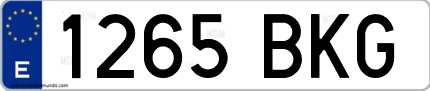 Ejemplo de matrícula de coche ordinaria 1265 BKG