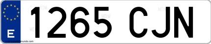 Ejemplo de matrícula española 1265 CJN