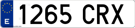 Ejemplo de matrícula de coche ordinaria 1265 CRX