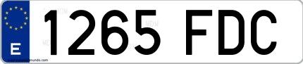 Ejemplo de matrícula española 1265 FDC
