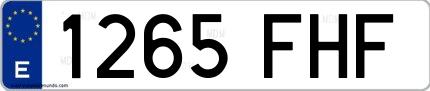 Ejemplo de matrícula española 1265 FHF
