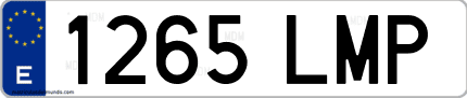 Ejemplo de matrícula de coche ordinaria 1265 LMP