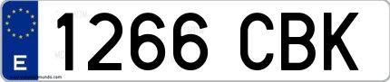 Ejemplo de matrícula española 1266 CBK