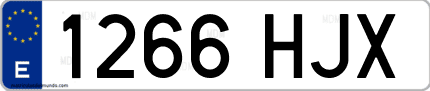 Ejemplo de matrícula de coche ordinaria 1266 HJX