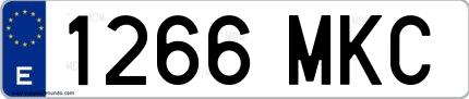 Ejemplo de matrícula española 1266 MKC