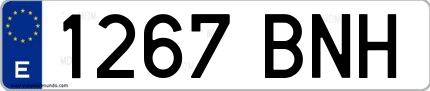Ejemplo de matrícula española 1267 BNH