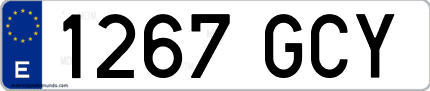 Ejemplo de matrícula de coche ordinaria 1267 GCY