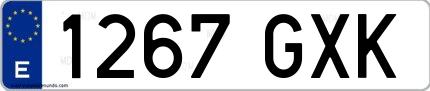 Ejemplo de matrícula española 1267 GXK