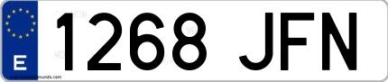 Ejemplo de matrícula española 1268 JFN