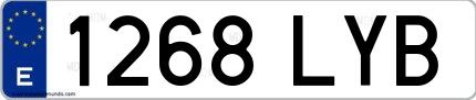 Ejemplo de matrícula española 1268 LYB