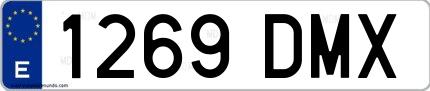 Ejemplo de matrícula española 1269 DMX