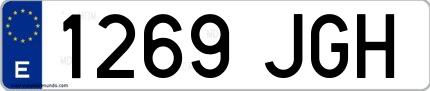 Ejemplo de matrícula española 1269 JGH