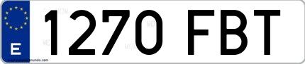 Ejemplo de matrícula española 1270 FBT