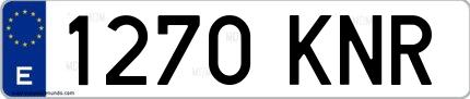 Ejemplo de matrícula española 1270 KNR