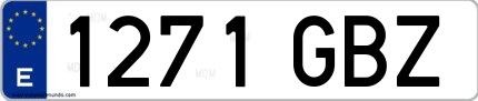 Ejemplo de matrícula española 1271 GBZ