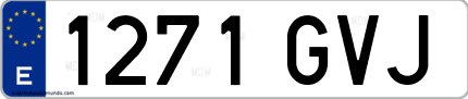 Ejemplo de matrícula de coche ordinaria 1271 GVJ