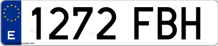 Ejemplo de matrícula de coche ordinaria 1272 FBH