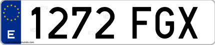 Ejemplo de matrícula de coche ordinaria 1272 FGX