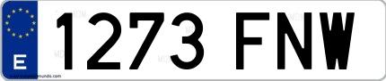 Ejemplo de matrícula española 1273 FNW