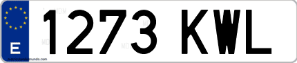 Ejemplo de matrícula de coche ordinaria 1273 KWL
