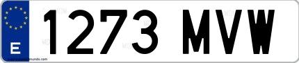 Ejemplo de matrícula española 1273 MVW