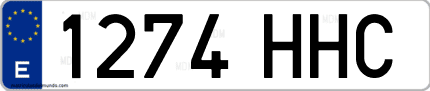 Ejemplo de matrícula de coche ordinaria 1274 HHC