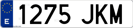Ejemplo de matrícula de coche ordinaria 1275 JKM