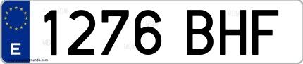 Ejemplo de matrícula española 1276 BHF