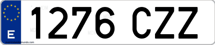 Ejemplo de matrícula de coche ordinaria 1276 CZZ