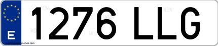 Ejemplo de matrícula española 1276 LLG