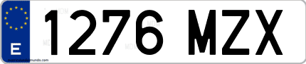 Ejemplo de matrícula de coche ordinaria 1276 MZX