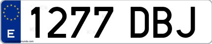 Ejemplo de matrícula de coche ordinaria 1277 DBJ