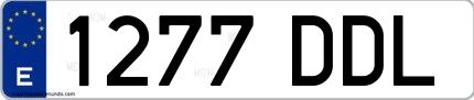Ejemplo de matrícula española 1277 DDL