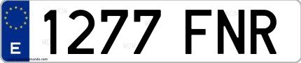 Ejemplo de matrícula española 1277 FNR
