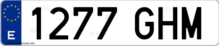 Ejemplo de matrícula de coche ordinaria 1277 GHM