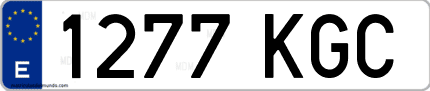 Ejemplo de matrícula de coche ordinaria 1277 KGC