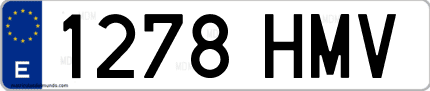Ejemplo de matrícula de coche ordinaria 1278 HMV