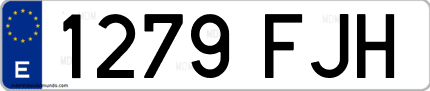 Ejemplo de matrícula de coche ordinaria 1279 FJH